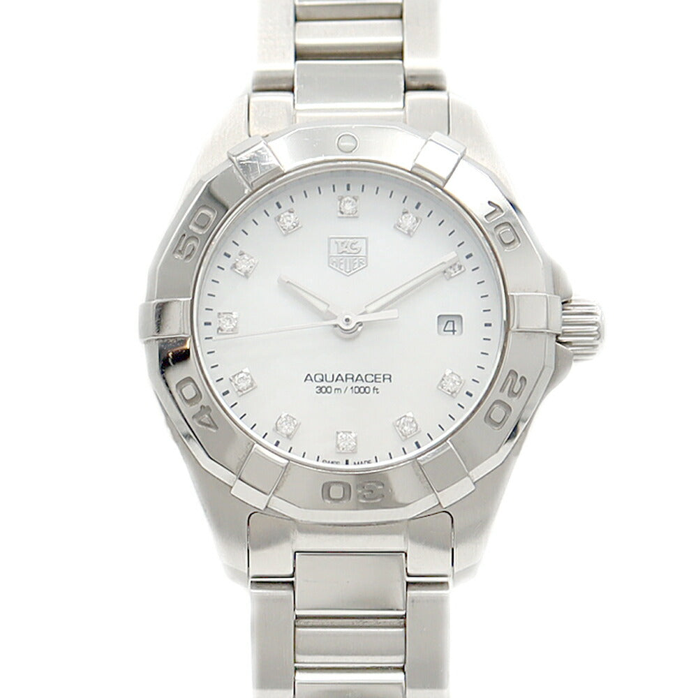 Battery replaced TAG Heuer Aquaracer WAY1413 BA0920 Genuine Diamond 11P Diamond Date 300m Water Resistant White White Shell SS Stainless Steel Ladies Quartz [6 Month Warranty] [Watch] [Used]