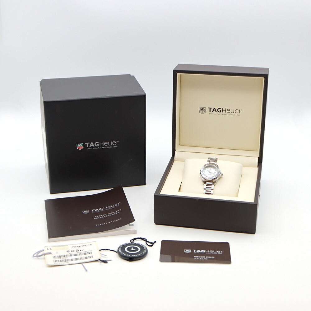 Battery replaced TAG Heuer Aquaracer WAY1413 BA0920 Genuine Diamond 11P Diamond Date 300m Water Resistant White White Shell SS Stainless Steel Ladies Quartz [6 Month Warranty] [Watch] [Used]