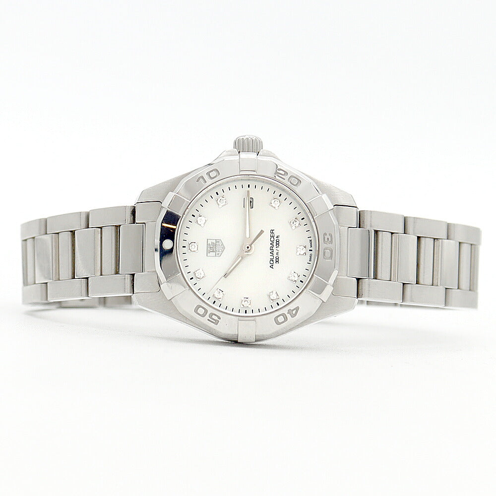 Battery replaced TAG Heuer Aquaracer WAY1413 BA0920 Genuine Diamond 11P Diamond Date 300m Water Resistant White White Shell SS Stainless Steel Ladies Quartz [6 Month Warranty] [Watch] [Used]