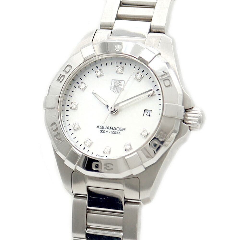 Battery replaced TAG Heuer Aquaracer WAY1413 BA0920 Genuine Diamond 11P Diamond Date 300m Water Resistant White White Shell SS Stainless Steel Ladies Quartz [6 Month Warranty] [Watch] [Used]