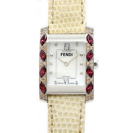 電池交換済 FENDI フェンディ クラシコ 7000L カラーストーンベゼル 白 ホワイトシェル SS ステンレス 純正尾錠 レディース クォーツ【6ヶ月保証】【腕時計】【中古】