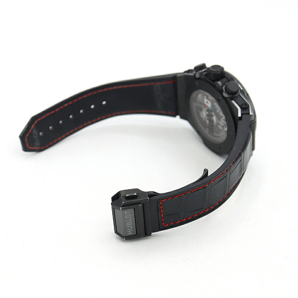 内部点検済 HUBLOT ウブロ ウニコ ワールドポーカーツアー オールブラック 世界188本限定 411.CX.1113.LR.WPT17 クロノグラフ 100m防水 裏スケ デイト スケルトン CE セラミック Ti チタン 純正ベルト 純正尾錠 メンズ 自動巻き【6ヶ月保証】【腕時計】【中古】