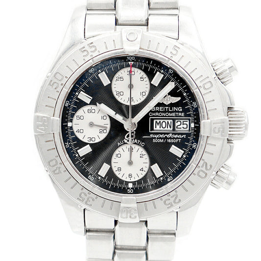 BREITLING ブライトリング スーパーオーシャン クロノグラフ A13340 デイデイト 500m防水 黒 ブラック SS ステンレス メンズ 自動巻き【6ヶ月保証】【腕時計】【中古】