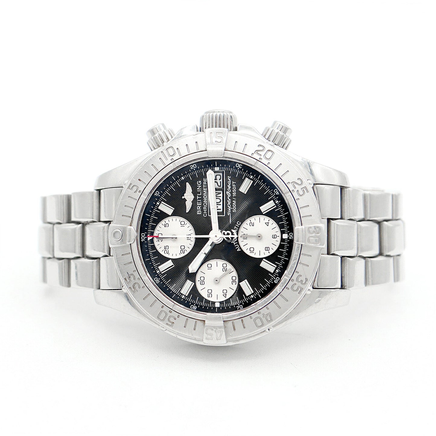 BREITLING ブライトリング スーパーオーシャン クロノグラフ A13340 デイデイト 500m防水 黒 ブラック SS ステンレス メンズ 自動巻き【6ヶ月保証】【腕時計】【中古】