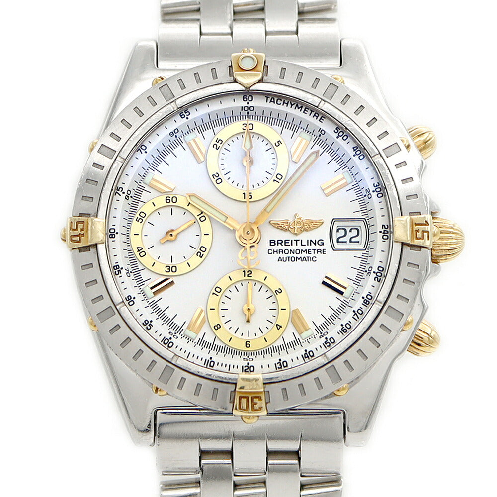 内部点検済 BREITLING ブライトリング クロノマット ビコロ B13352 クロノグラフ デイト 100m防水 白 ホワイト SS ステンレス YGP イエローゴールド コンビ メンズ 自動巻き【自社保証6ヶ月】【腕時計】【中古】