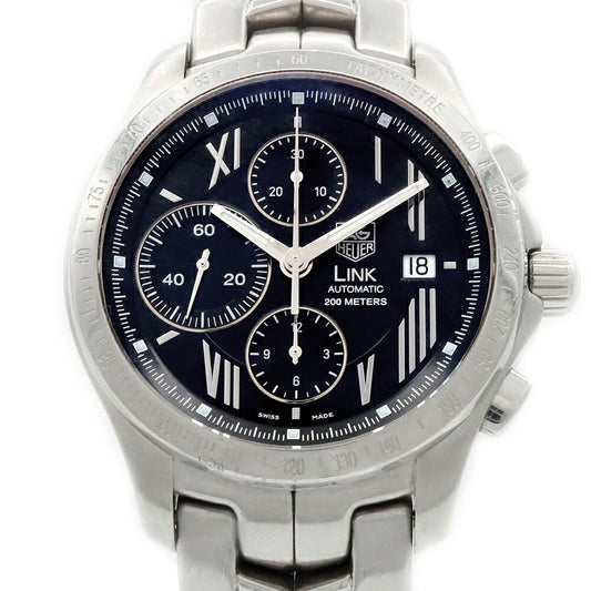 TAG Heuer タグホイヤー リンク スターダスト クロノ 日本限定350本 CJF211N クロノグラフ デイト 裏スケ 200m防水 黒 ブラック SS ステンレス メンズ 自動巻き【6ヶ月保証】【腕時計】【中古】
