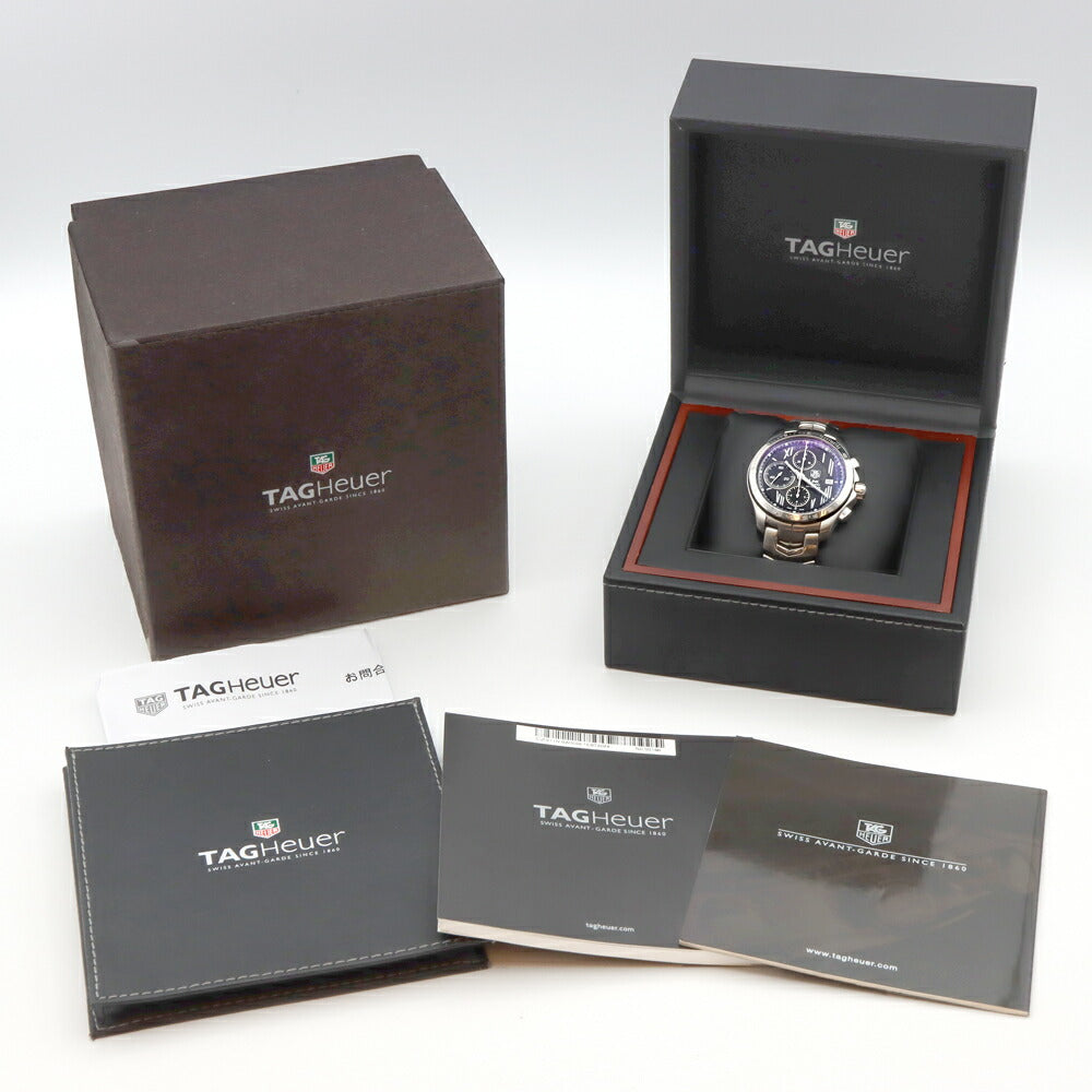 TAG Heuer タグホイヤー リンク スターダスト クロノ 日本限定350本 CJF211N クロノグラフ デイト 裏スケ 200m防水 黒 ブラック SS ステンレス メンズ 自動巻き【6ヶ月保証】【腕時計】【中古】