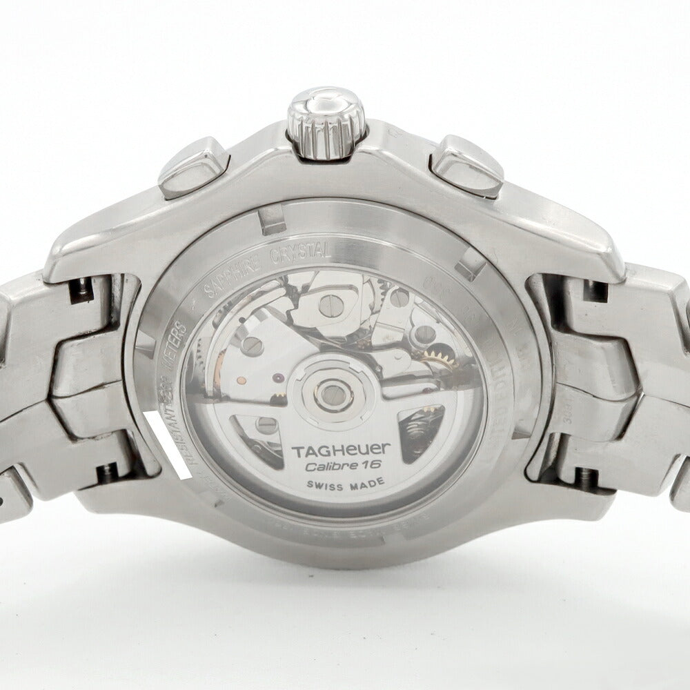 TAG Heuer タグホイヤー リンク スターダスト クロノ 日本限定350本 CJF211N クロノグラフ デイト 裏スケ 200m防水 黒 ブラック SS ステンレス メンズ 自動巻き【6ヶ月保証】【腕時計】【中古】