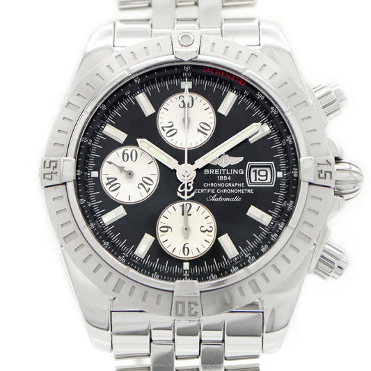 BREITLING ブライトリング クロノマット エボリューション A13356 クロノグラフ デイト 300m防水 黒 ブラック SS ステンレス メンズ 自動巻き【6ヶ月保証】【腕時計】【中古】