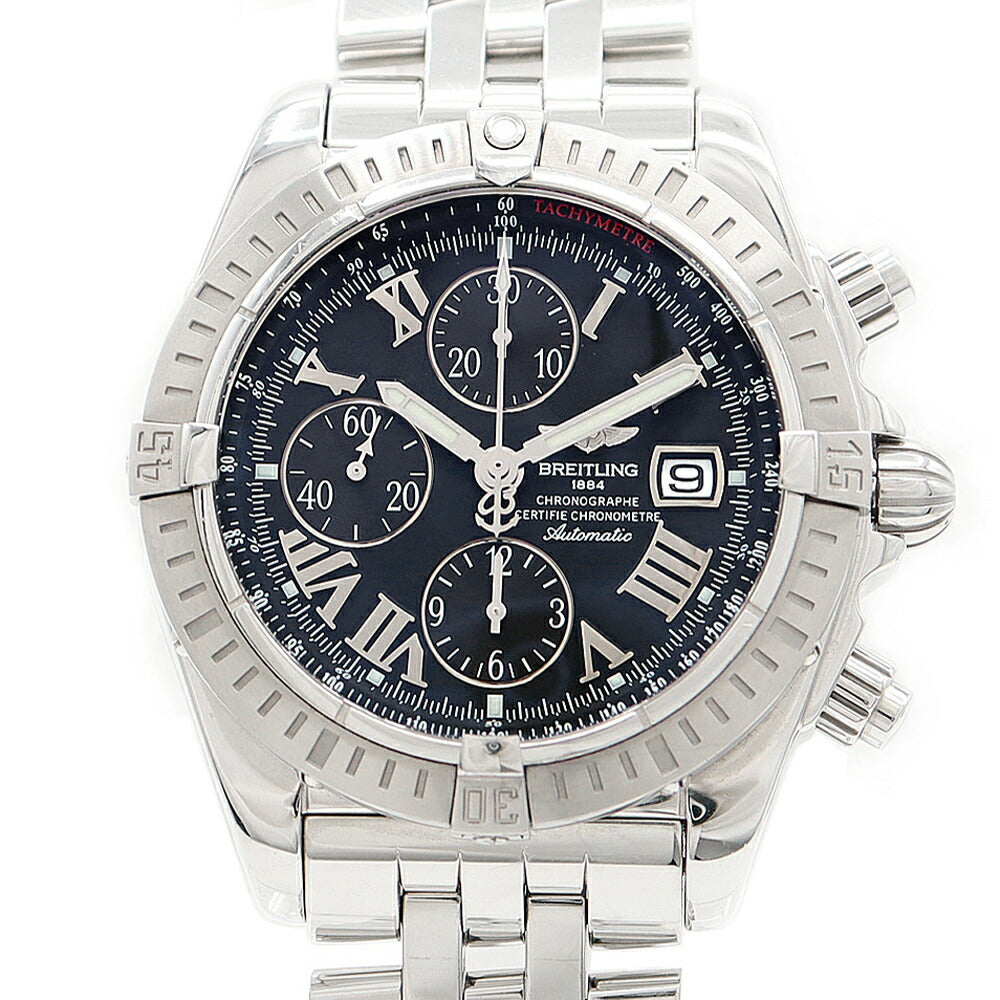 Internally inspected BREITLING Chronomat Evolution Chronograph A13356 Date 300m Water Resistant Black SS Stainless Steel Men's Automatic Winding [6 Month Warranty] [Watch] [Used]