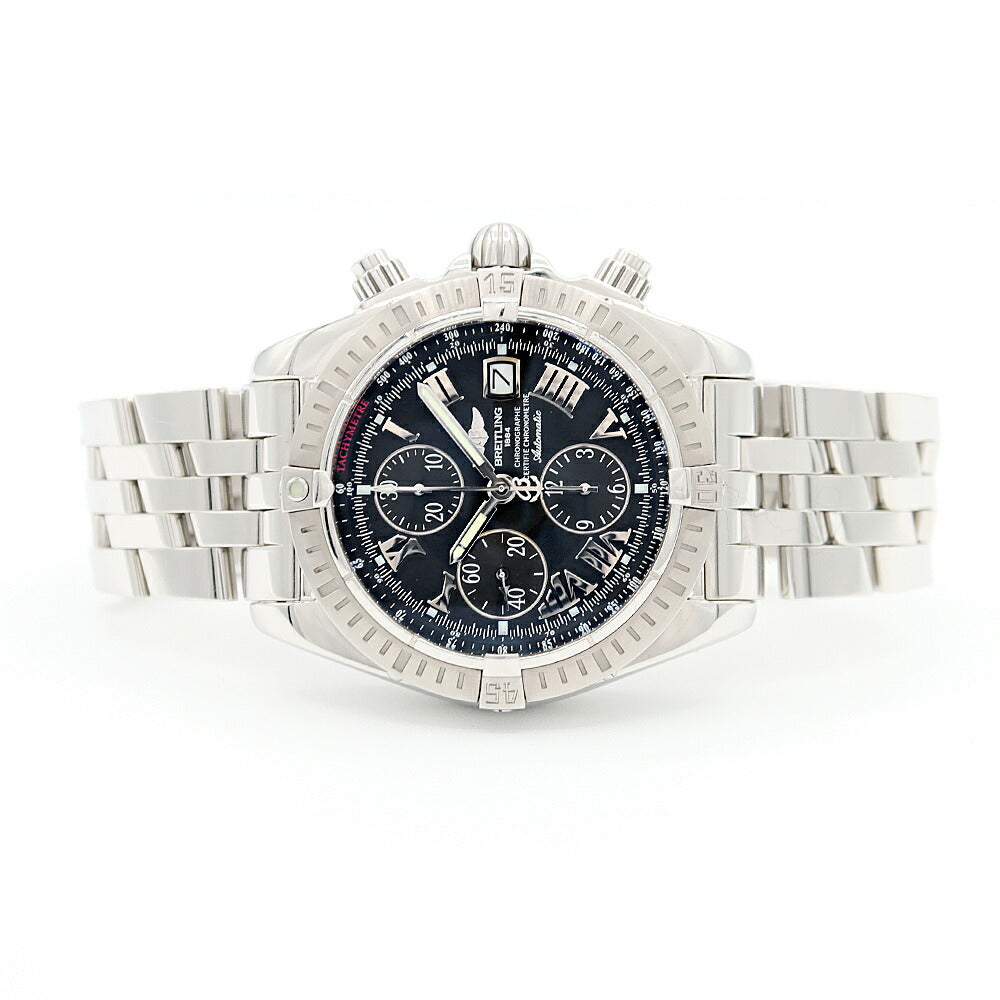 Internally inspected BREITLING Chronomat Evolution Chronograph A13356 Date 300m Water Resistant Black SS Stainless Steel Men's Automatic Winding [6 Month Warranty] [Watch] [Used]