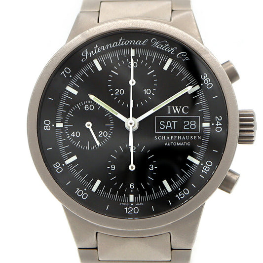 IWC インターナショナルウォッチカンパニー GST クロノグラフ IW370703 デイデイト 黒 ブラック Ti チタン メンズ 自動巻き 【6ヶ月保証】【腕時計】【中古】