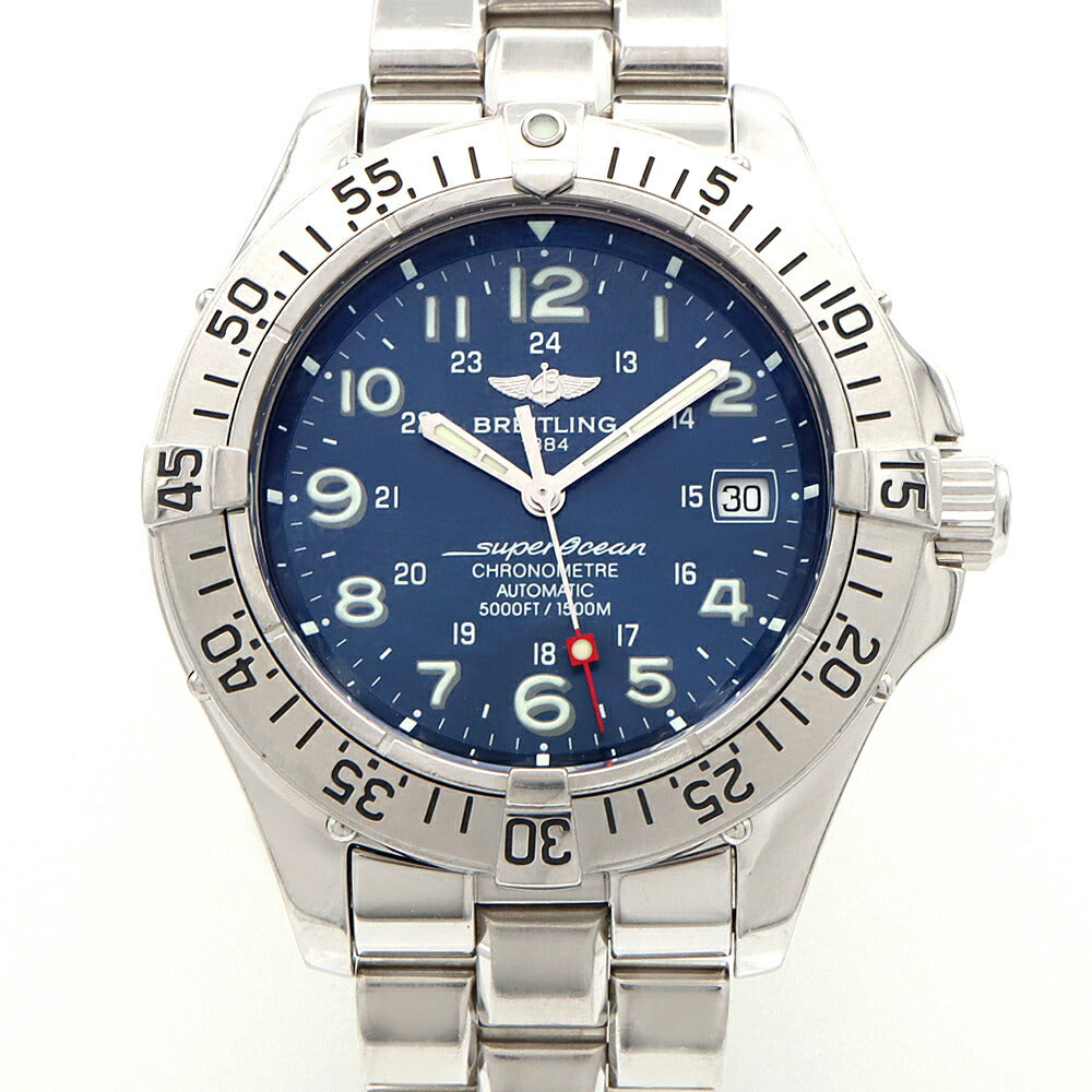 BREITLING Super Ocean A17360 Date 1500m Water Resistant Blue SS Stainless Steel Men's Automatic Winding [6 Month Warranty] [Watch] [Used]
