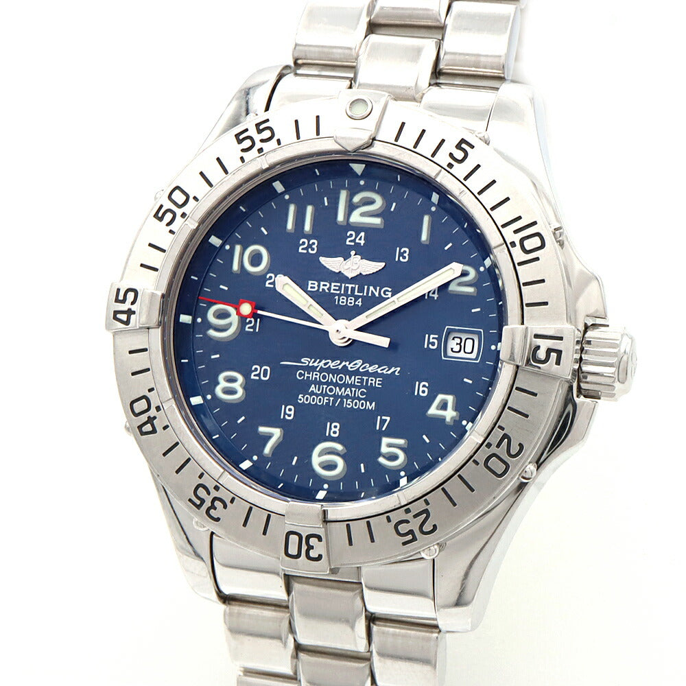 BREITLING Super Ocean A17360 Date 1500m Water Resistant Blue SS Stainless Steel Men's Automatic Winding [6 Month Warranty] [Watch] [Used]