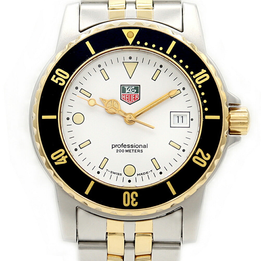 電池交換済 TAG Heuer タグホイヤー プロフェッショナル WD1222-D0 デイト 200m防水 白 ホワイト YGP イエローゴールド SS ステンレス メンズ クォーツ【6ヶ月保証】【腕時計】【中古】