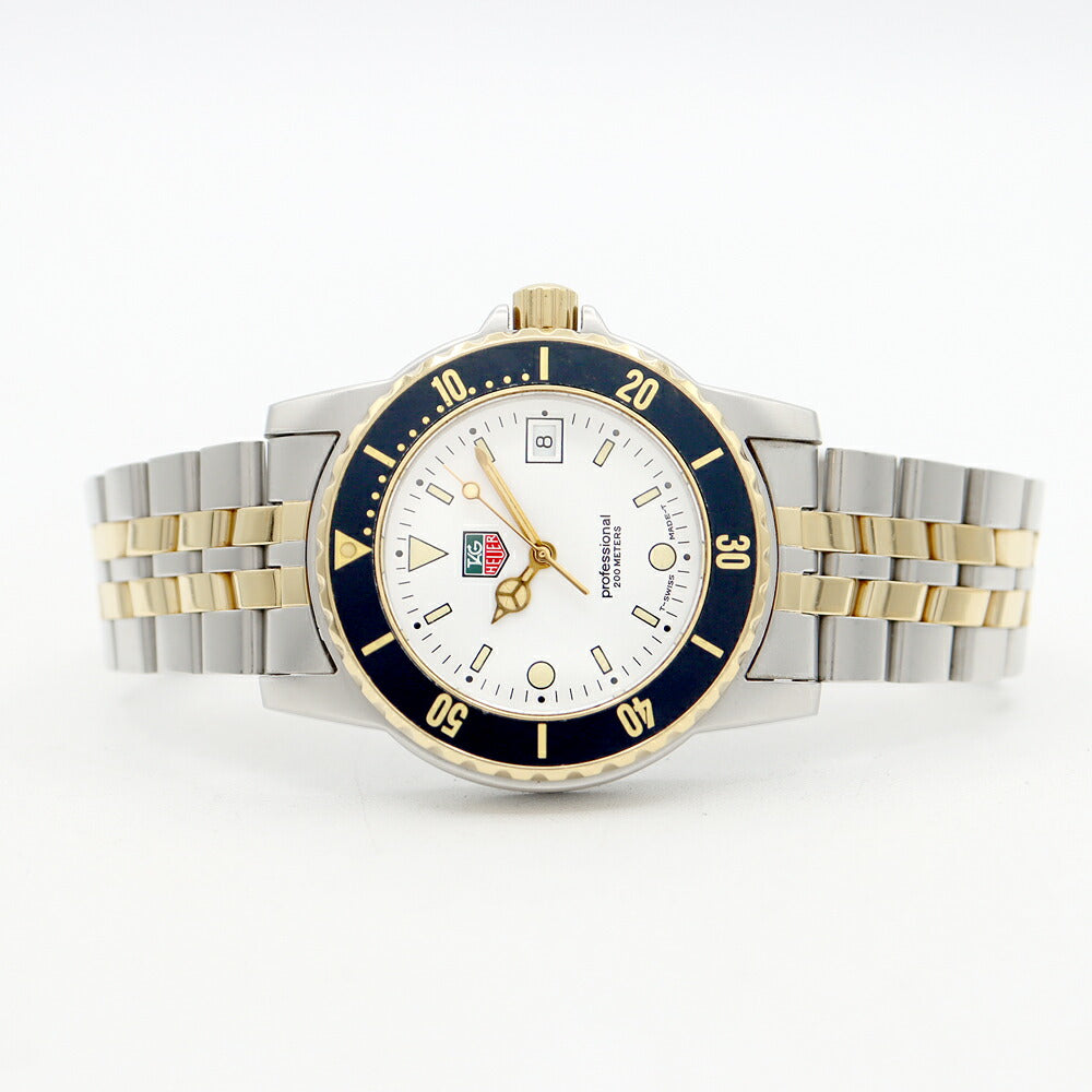 電池交換済 TAG Heuer タグホイヤー プロフェッショナル WD1222-D0 デイト 200m防水 白 ホワイト YGP イエローゴールド SS ステンレス メンズ クォーツ【6ヶ月保証】【腕時計】【中古】