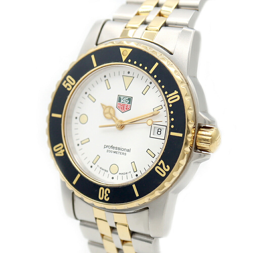 電池交換済 TAG Heuer タグホイヤー プロフェッショナル WD1222-D0 デイト 200m防水 白 ホワイト YGP イエローゴールド SS ステンレス メンズ クォーツ【6ヶ月保証】【腕時計】【中古】