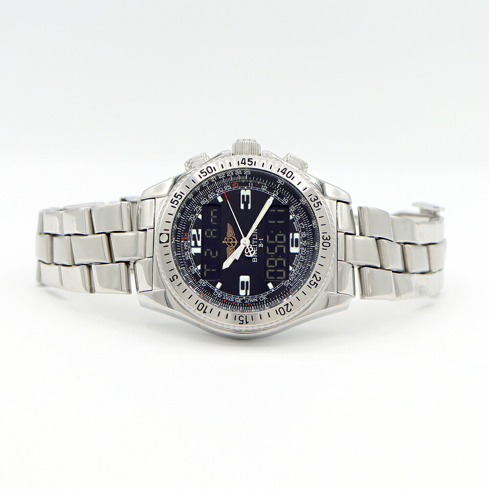 Battery replaced BREITLING B-1 Chronograph A68362 50m Waterproof Black SS Stainless Steel Men's Digiana Quartz [6 Month Warranty] [Watch] [Used]