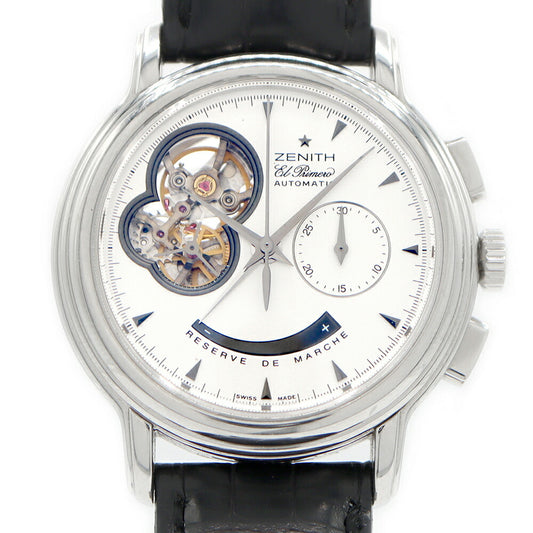 ZENITH El Primero Chronomaster T Open 03.0240.4021 Chronograph 30m Water Resistant Power Reserve Silver SS Stainless Steel Genuine Belt Genuine Buckle Men's Automatic Winding [6 Month Warranty] [Watch] [Used]