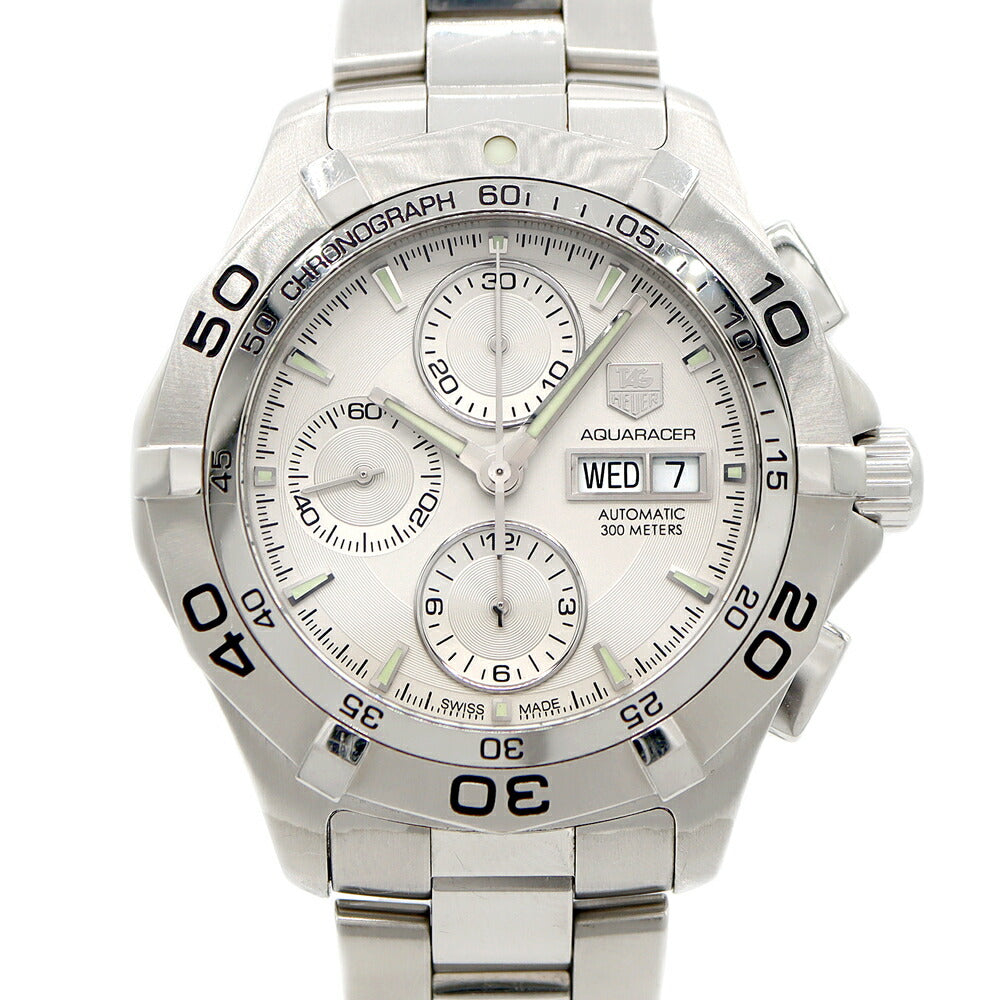 Internally inspected TAG Heuer Aquaracer Chronograph CAF2011 Day Date Small Second 300m Water Resistant Silver SS Stainless Steel Men's Automatic Winding [6 Month Warranty] [Watch] [Used]