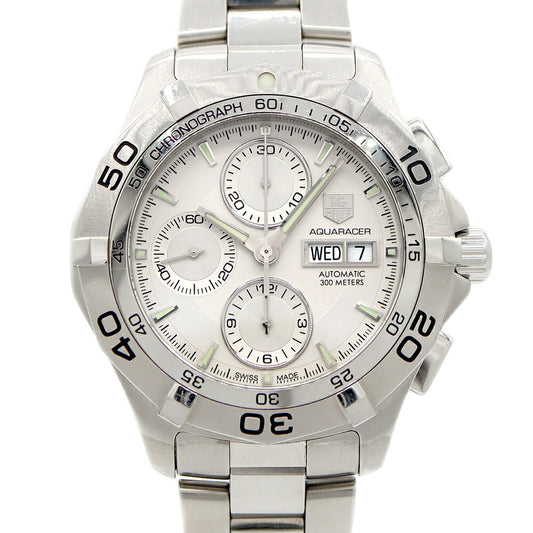 Internally inspected TAG Heuer Aquaracer Chronograph CAF2011 Day Date Small Second 300m Water Resistant Silver SS Stainless Steel Men's Automatic Winding [6 Month Warranty] [Watch] [Used]