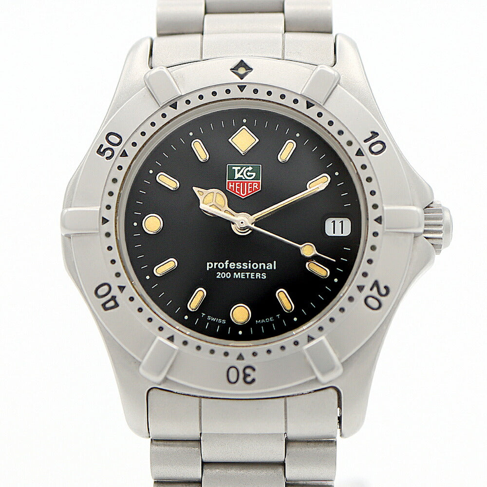 電池交換済 TAG Heuer タグホイヤー プロフェッショナル200 WE1210 デイト 200ｍ防水 黒 ブラック SS ステンレス メンズ レディース ボーイズ クォーツ【6ヶ月保証】【腕時計】【中古】