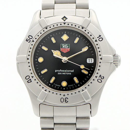 電池交換済 TAG Heuer タグホイヤー プロフェッショナル200 WE1210 デイト 200ｍ防水 黒 ブラック SS ステンレス メンズ レディース ボーイズ クォーツ【6ヶ月保証】【腕時計】【中古】