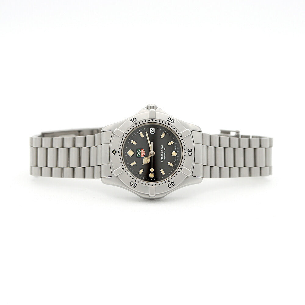 電池交換済 TAG Heuer タグホイヤー プロフェッショナル200 WE1210 デイト 200ｍ防水 黒 ブラック SS ステンレス メンズ レディース ボーイズ クォーツ【6ヶ月保証】【腕時計】【中古】