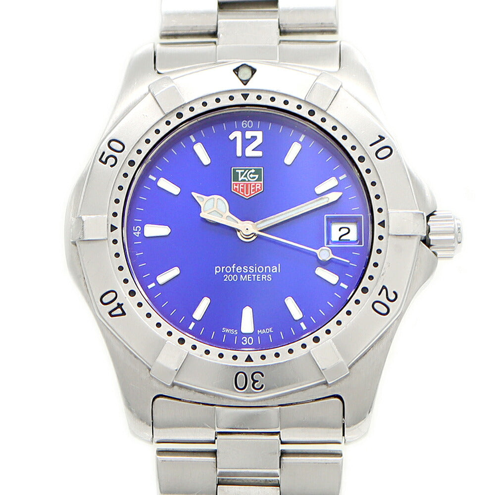 電池交換済 TAG Heuer タグホイヤー 2000シリーズ プロフェッショナル WK1116 BA0311 デイト 200m防水 青 ブルー SS ステンレス メンズ クォーツ【6ヶ月保証】【腕時計】【中古】