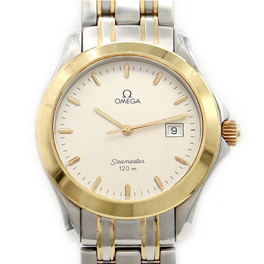 Battery replaced OMEGA Seamaster 120m Water Resistant Date Silver YG Yellow Gold SS Stainless Steel Combi Men's Quartz [6 Month Warranty] [Watch] [Used]