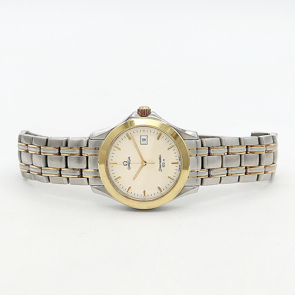 Battery replaced OMEGA Seamaster 120m Water Resistant Date Silver YG Yellow Gold SS Stainless Steel Combi Men's Quartz [6 Month Warranty] [Watch] [Used]