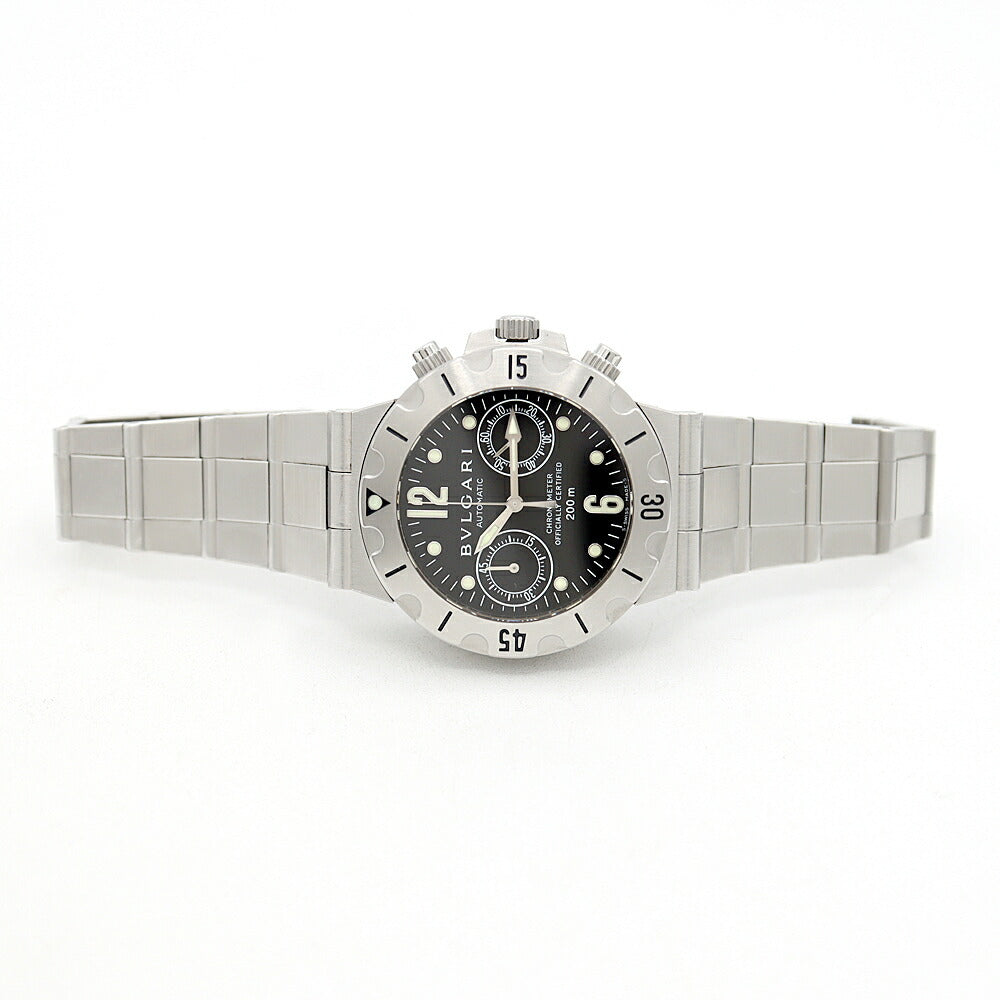 BVLGARI ブルガリ ディアゴノ スクーバ クロノグラフ SCB38S 200m防水 黒 ブラック SS ステンレス メンズ 自動巻き【6ヶ月保証】【腕時計】【中古】