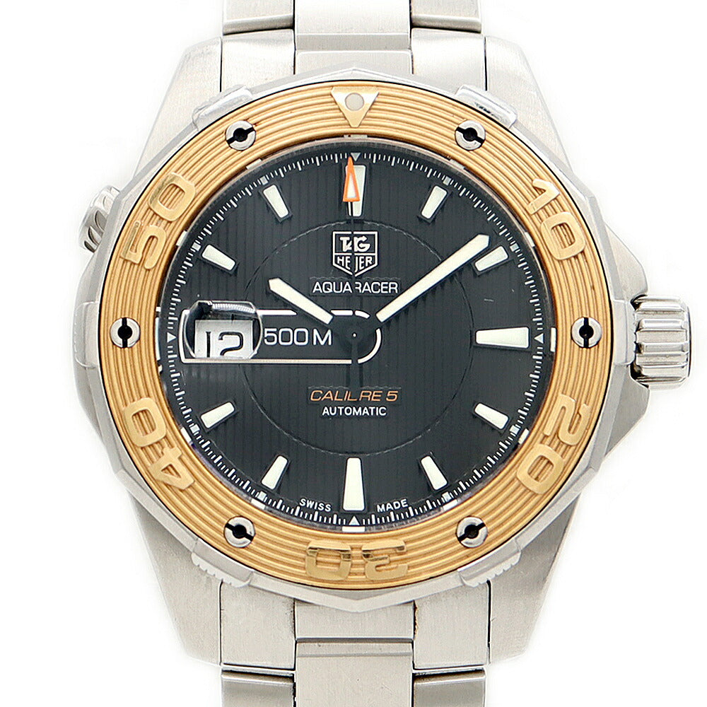 TAG Heuer Tag Heuer Aquaracer Caliber 5 WAJ2150 500m Water Resistant Date Black K18PG Pink Gold SS Stainless Steel Combi Men's Automatic Winding [6 Month Warranty] [Watch] [Used]