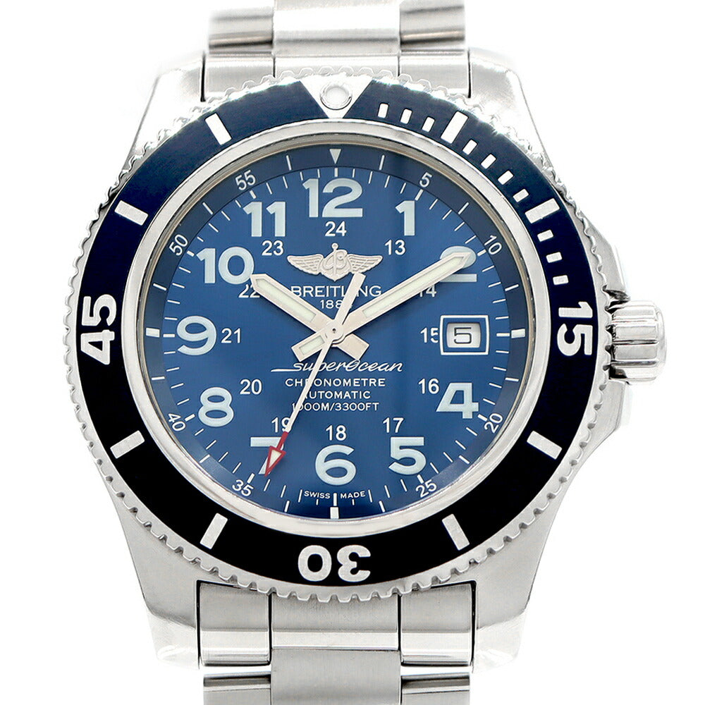 Internally inspected BREITLING Super Ocean II A17392 Date 1000m Water Resistant Blue SS Stainless Steel Men's Automatic Winding [6 Month Warranty] [Watch] [Used]