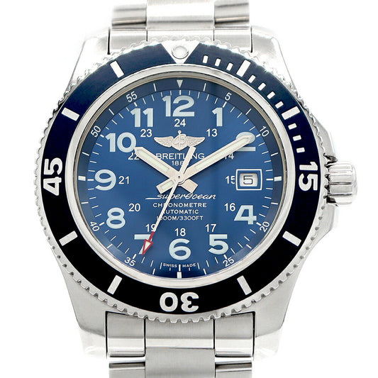 Internally inspected BREITLING Super Ocean II A17392 Date 1000m Water Resistant Blue SS Stainless Steel Men's Automatic Winding [6 Month Warranty] [Watch] [Used]
