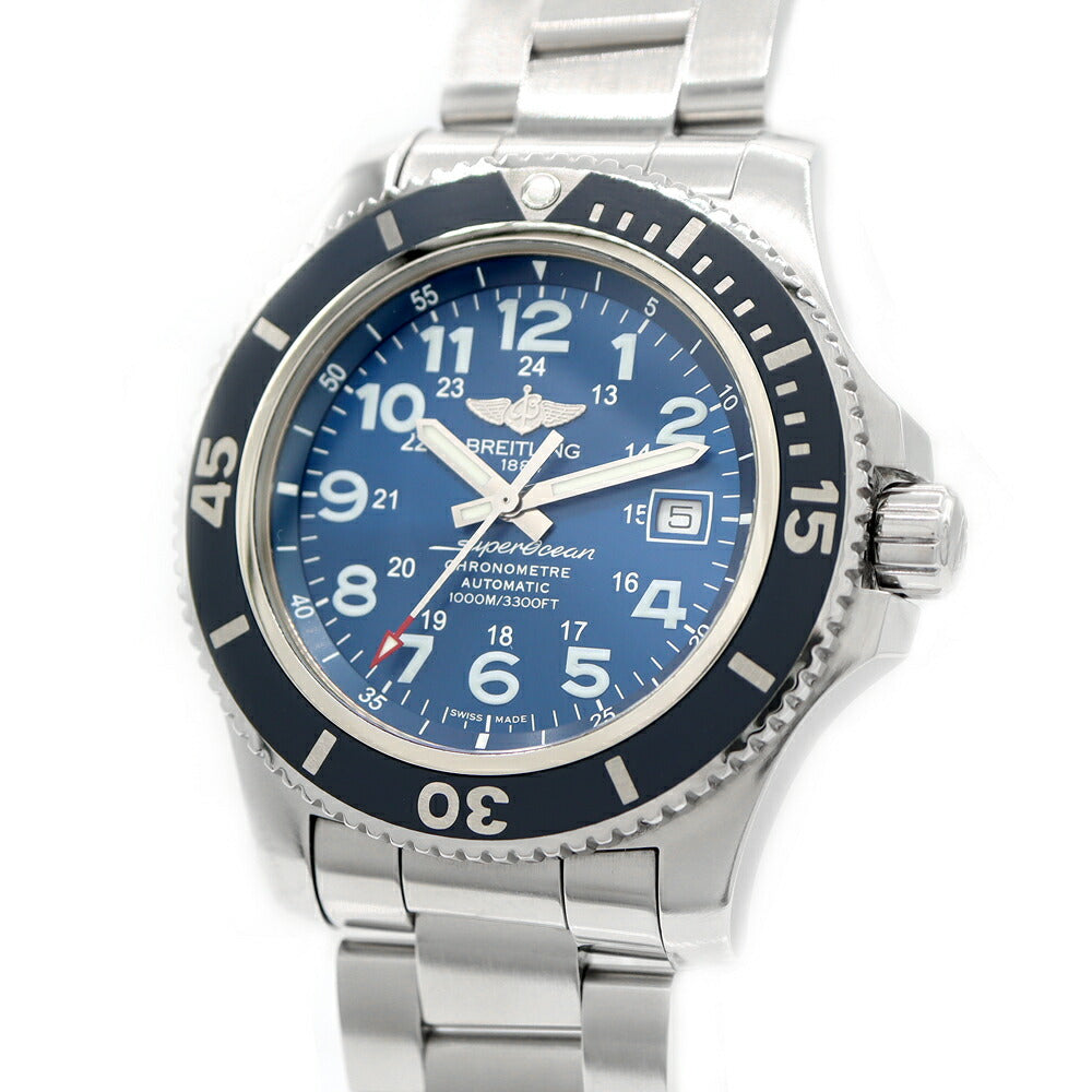 Internally inspected BREITLING Super Ocean II A17392 Date 1000m Water Resistant Blue SS Stainless Steel Men's Automatic Winding [6 Month Warranty] [Watch] [Used]