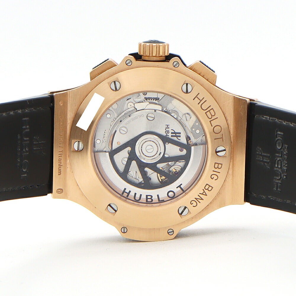 HUBLOT ウブロ ビッグバン アエロバン キングゴールド ダイヤモンド 311.PX.1180.GR.1104 純正ダイヤベゼル クロノグラフ デイト 裏スケ 黒 ブラック スケルトン K18KG Ti チタン 純正ベルト 純正尾錠 メンズ 自動巻き【6ヶ月保証】【腕時計】【中古】