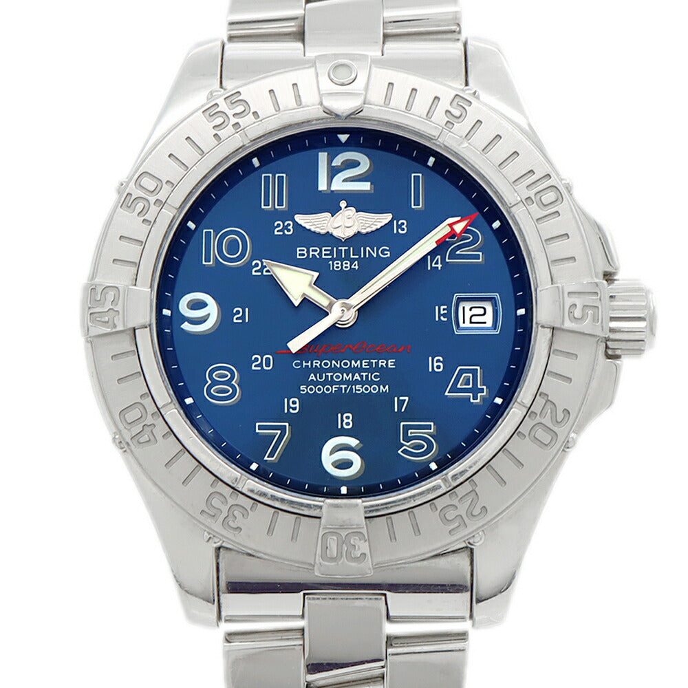 内部点検済 BREITLING ブライトリング スーパーオーシャン A17360 デイト 1500m防水 青 ブルー SS ステンレス メンズ 自動巻き【6ヶ月保証】【腕時計】【中古】