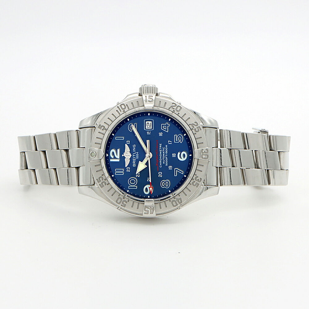 内部点検済 BREITLING ブライトリング スーパーオーシャン A17360 デイト 1500m防水 青 ブルー SS ステンレス メンズ 自動巻き【6ヶ月保証】【腕時計】【中古】
