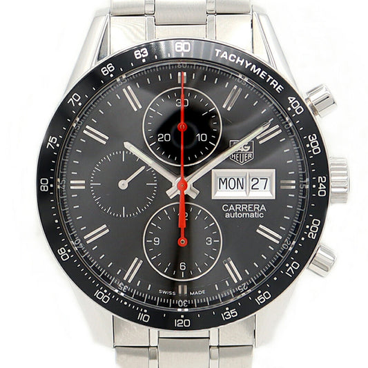 Internally inspected TAG Heuer Carrera Chronograph CV201AH BA0725 100m Water Resistant Day Date Black SS Stainless Steel Men's Automatic Winding [6 Month Warranty] [Watch] [Used]