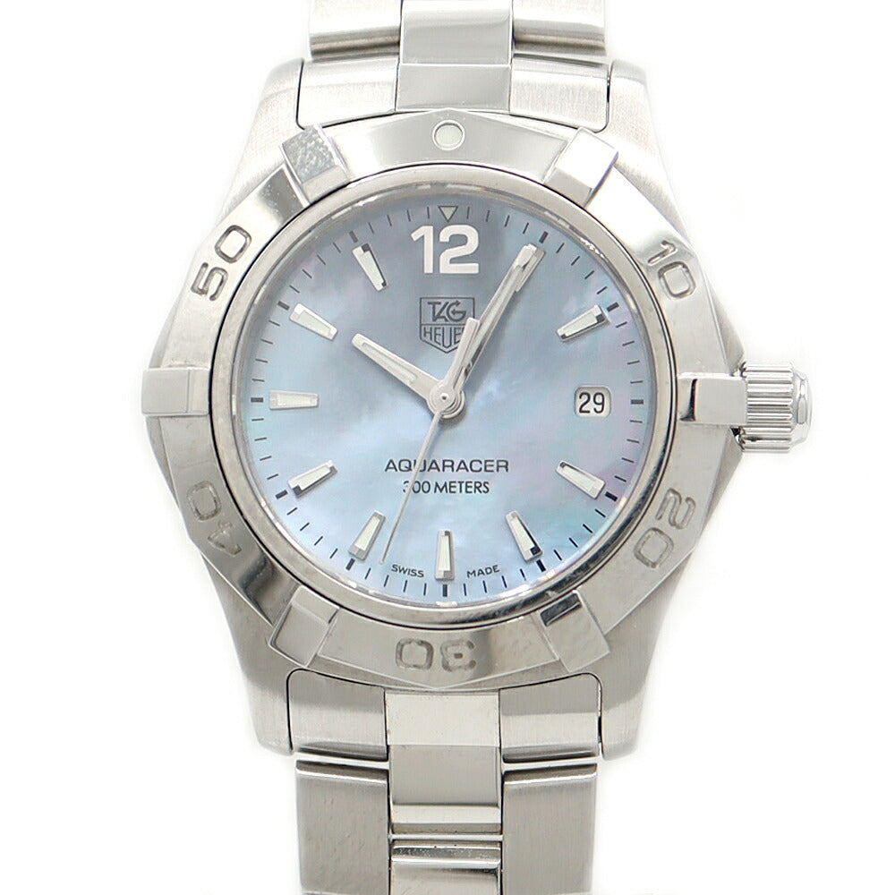 Battery replaced TAG Heuer Aquaracer WAF1417 300m waterproof date blue blue shell SS stainless steel ladies quartz [6 months warranty] [watch] [used]