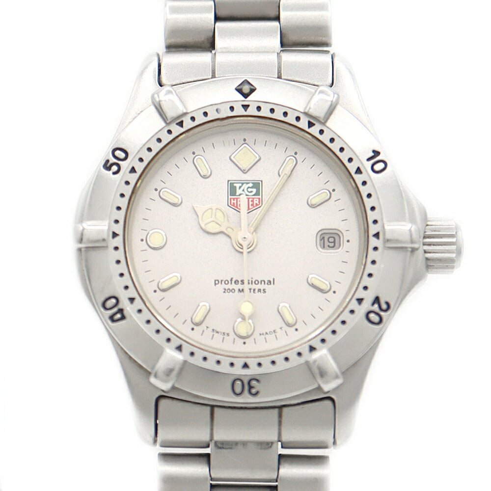 電池交換済 TAG Heuer タグホイヤー プロフェッショナル WE1411 デイト 200m防水 グレー SS ステンレス レディース クォーツ【6ヶ月保証】【腕時計】【中古】