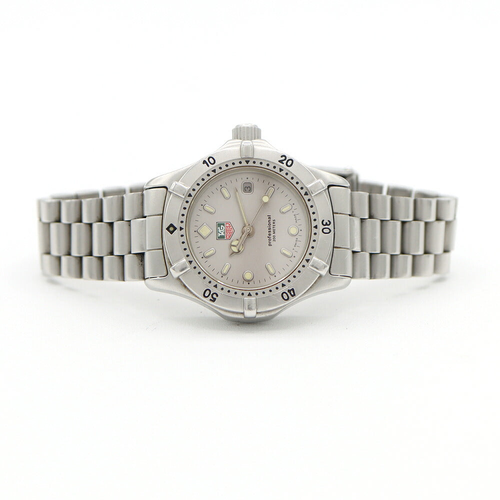 電池交換済 TAG Heuer タグホイヤー プロフェッショナル WE1411 デイト 200m防水 グレー SS ステンレス レディース クォーツ【6ヶ月保証】【腕時計】【中古】
