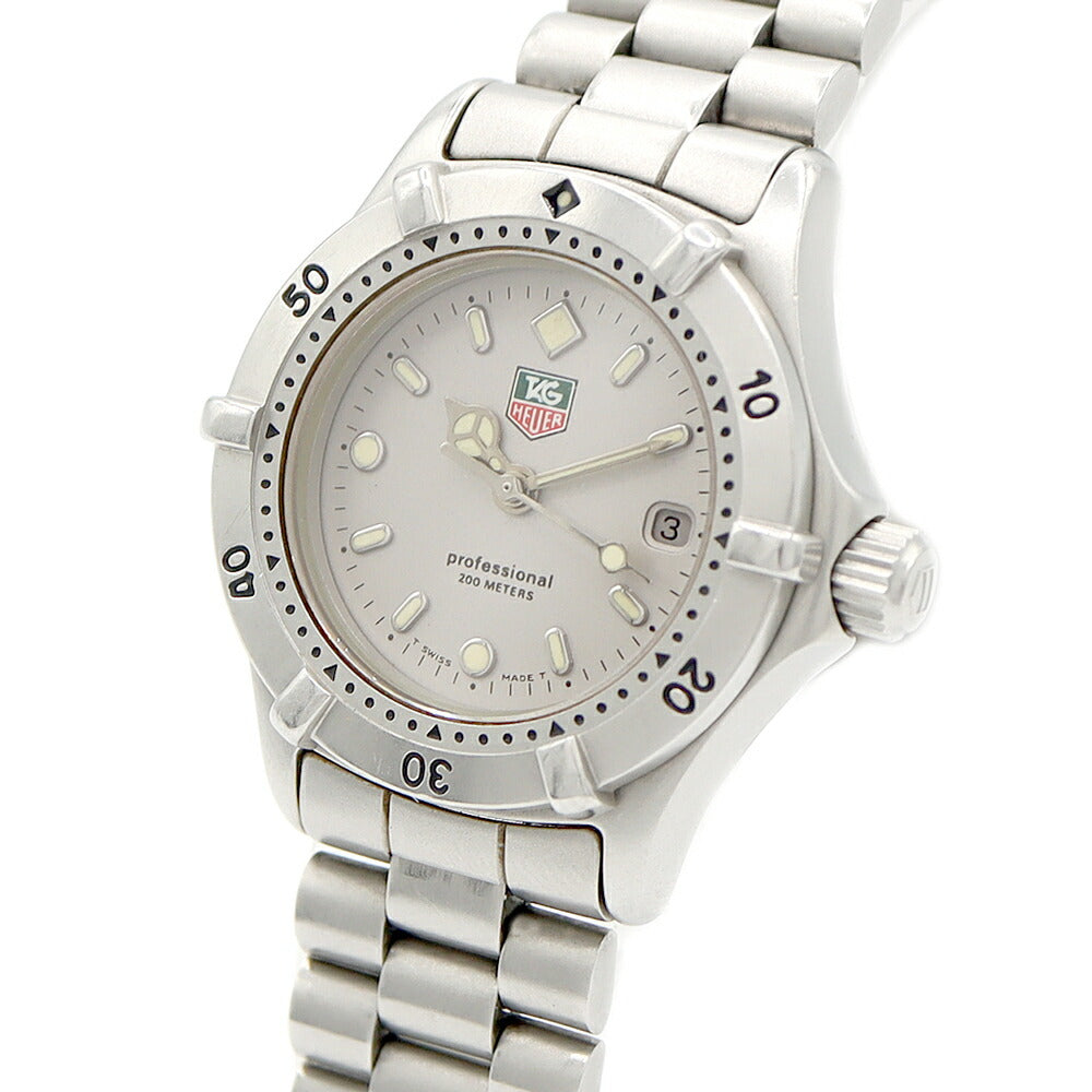 電池交換済 TAG Heuer タグホイヤー プロフェッショナル WE1411 デイト 200m防水 グレー SS ステンレス レディース クォーツ【6ヶ月保証】【腕時計】【中古】