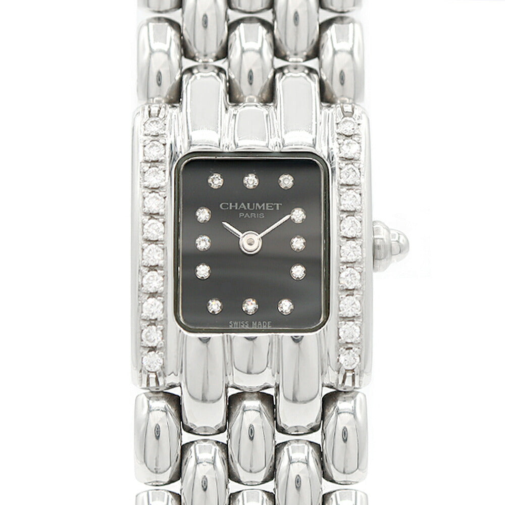 Battery replaced CHAUMET Chaumet Kaysis Diamond Bezel Diamond 12P Diamond 30m Water Resistant Black SS Stainless Steel Ladies Quartz [6 Month Warranty] [Watch] [Used]