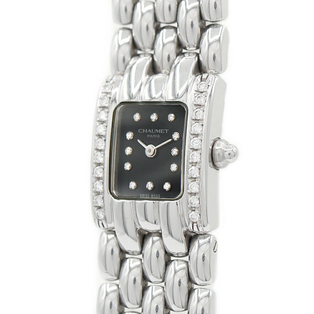 Battery replaced CHAUMET Chaumet Kaysis Diamond Bezel Diamond 12P Diamond 30m Water Resistant Black SS Stainless Steel Ladies Quartz [6 Month Warranty] [Watch] [Used]