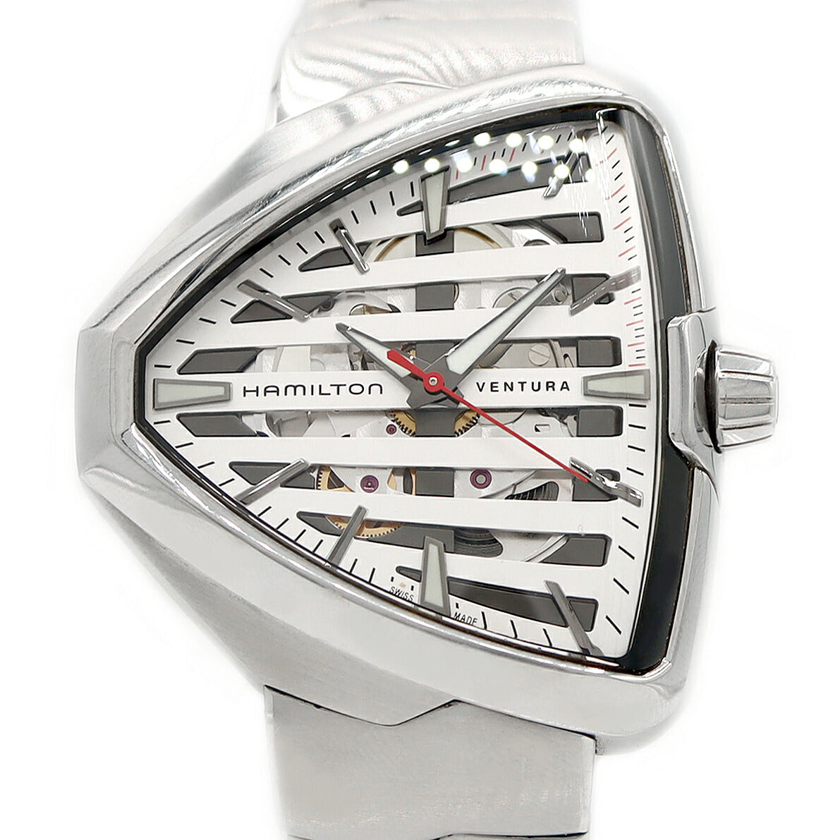 Internally inspected HAMILTON Ventura Elvis 80 H245550 Back Skeleton White SS Stainless Steel Men's Automatic Winding [6 Month Warranty] [Watch] [Used]