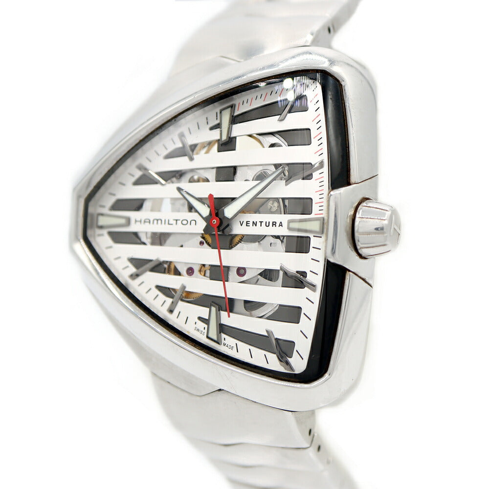 Internally inspected HAMILTON Ventura Elvis 80 H245550 Back Skeleton White SS Stainless Steel Men's Automatic Winding [6 Month Warranty] [Watch] [Used]