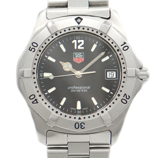 電池交換済 TAG Heuer タグホイヤー プロフェッショナル WK1110 デイト 200ｍ防水 黒 ブラック SS ステンレス メンズ クォーツ【6ヶ月保証】【腕時計】【中古】