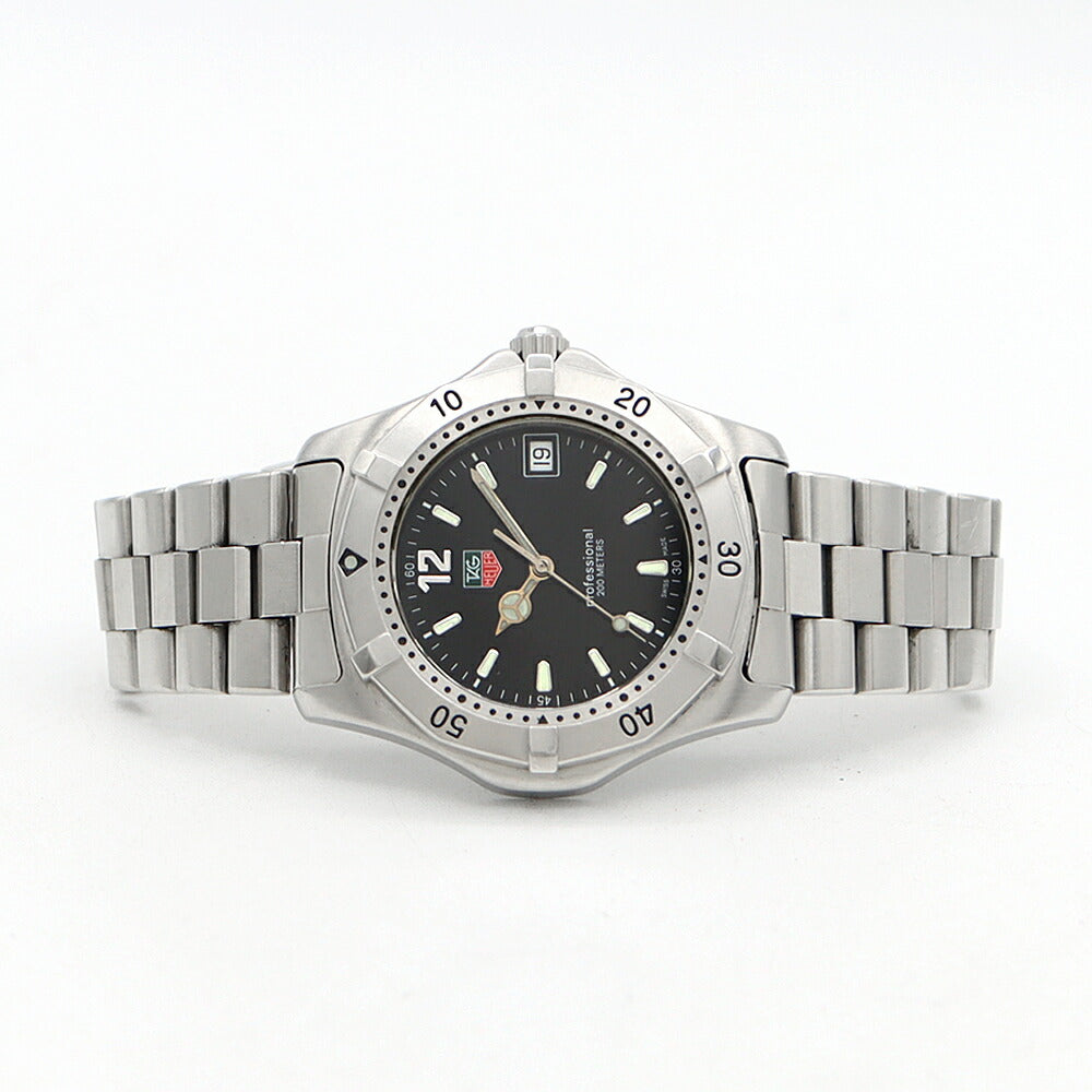 電池交換済 TAG Heuer タグホイヤー プロフェッショナル WK1110 デイト 200ｍ防水 黒 ブラック SS ステンレス メンズ クォーツ【6ヶ月保証】【腕時計】【中古】